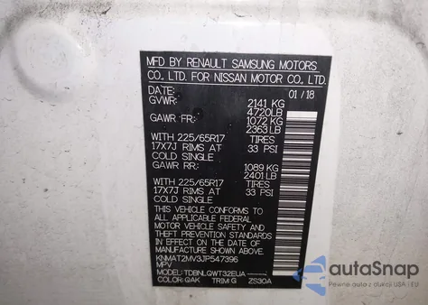 2018 Nissan Rogue Sv from USA, damaged, VIN KNMAT2MV3JP547396